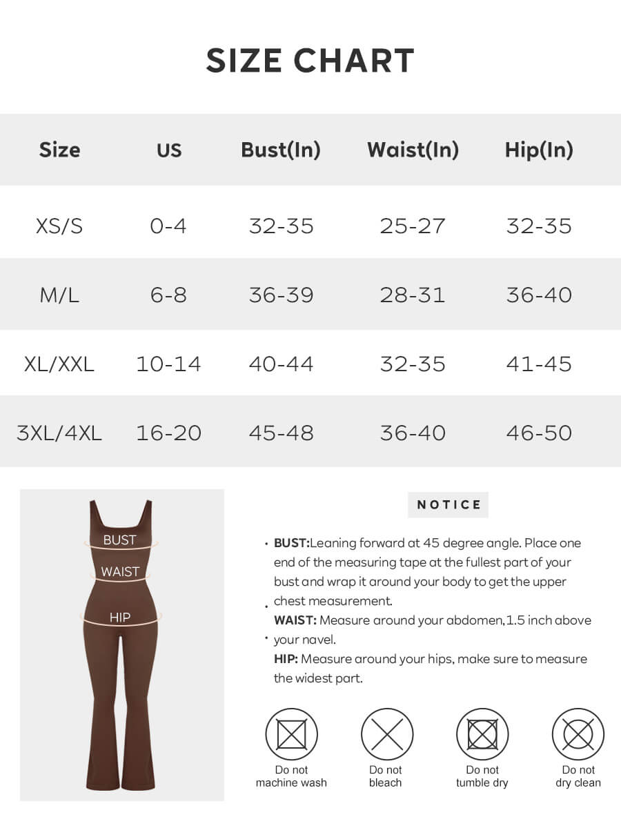 Square Neck U-Back Flare Jumpsuit with Seamless Design
