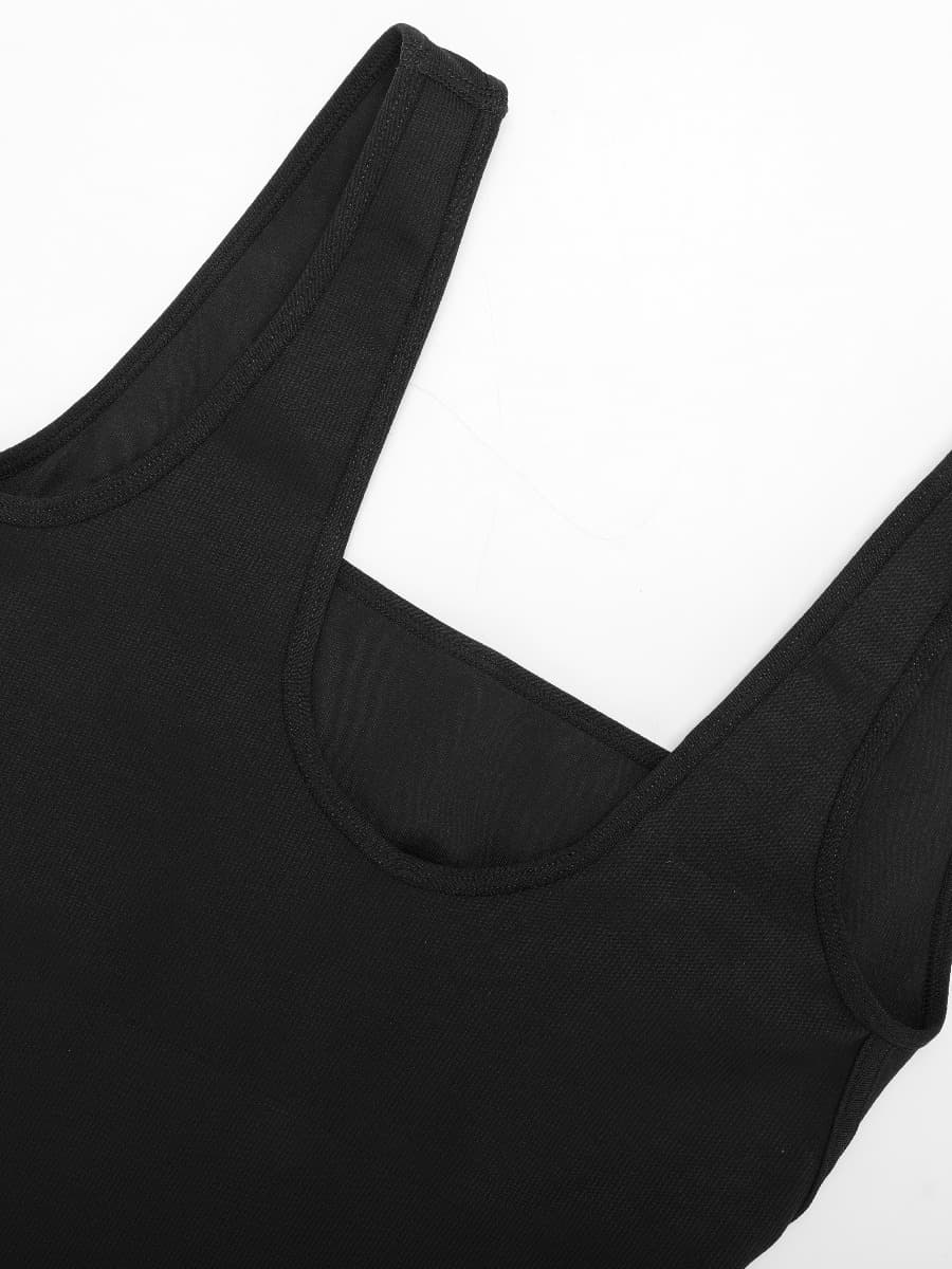 Square Neck U-Back Flare Jumpsuit with Seamless Design