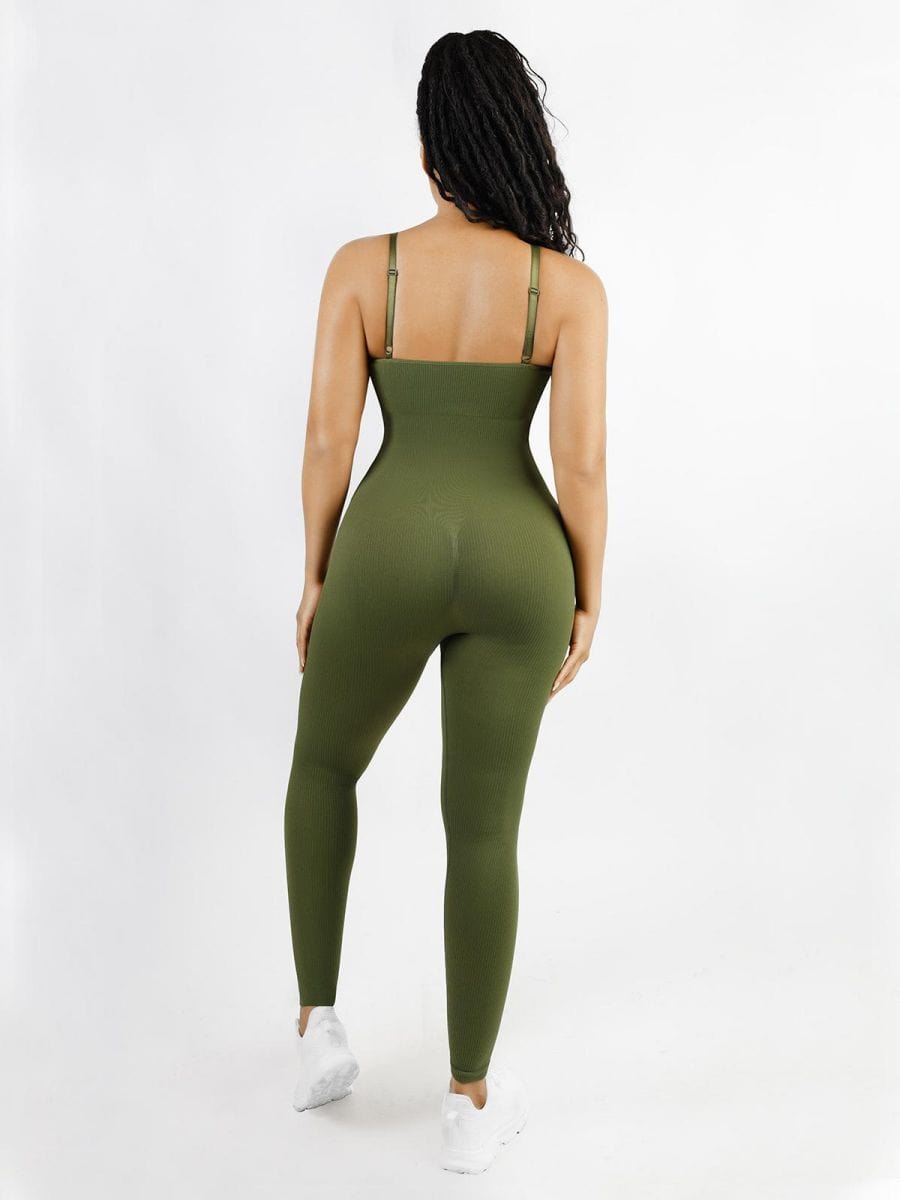 Ultra-Stretch Seamless Jumpsuit with Tummy Shaping & Detachable Cups