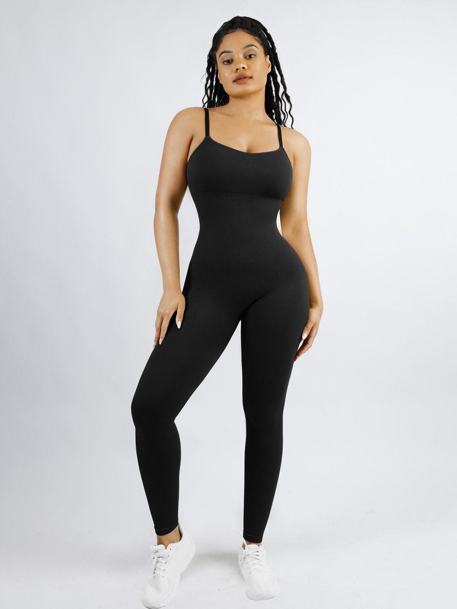 Ultra-Stretch Seamless Jumpsuit with Tummy Shaping & Detachable Cups