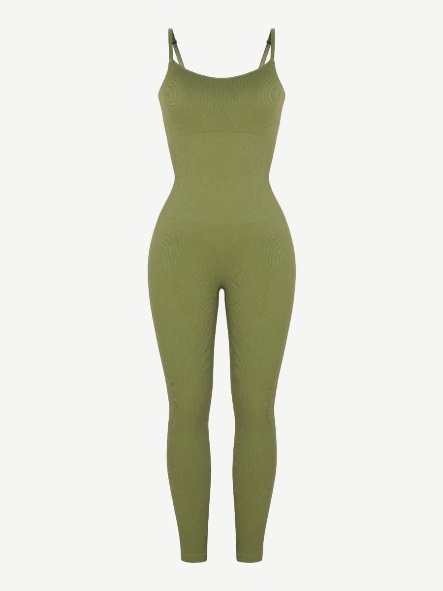 Ultra-Stretch Seamless Jumpsuit with Tummy Shaping & Detachable Cups