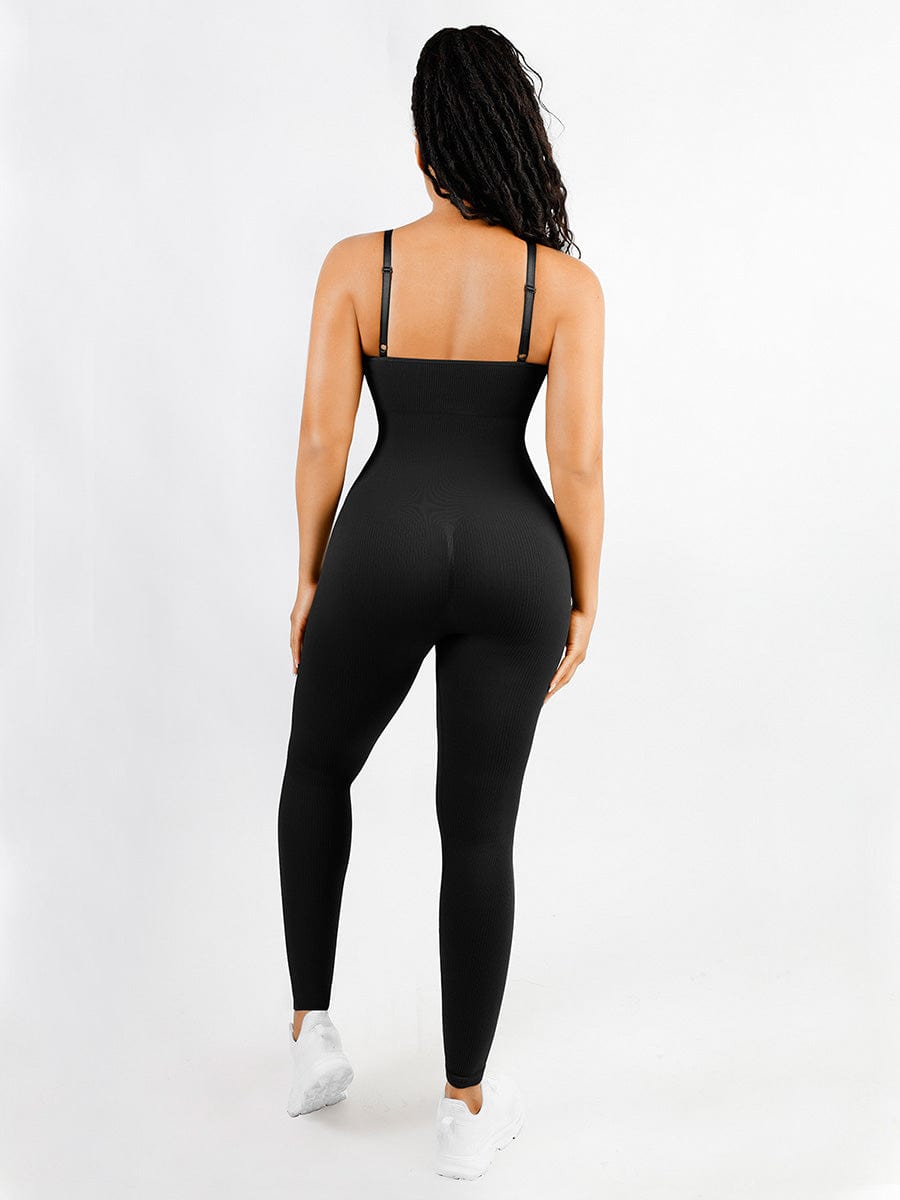 Ultra-Stretch Seamless Jumpsuit with Tummy Shaping & Detachable Cups