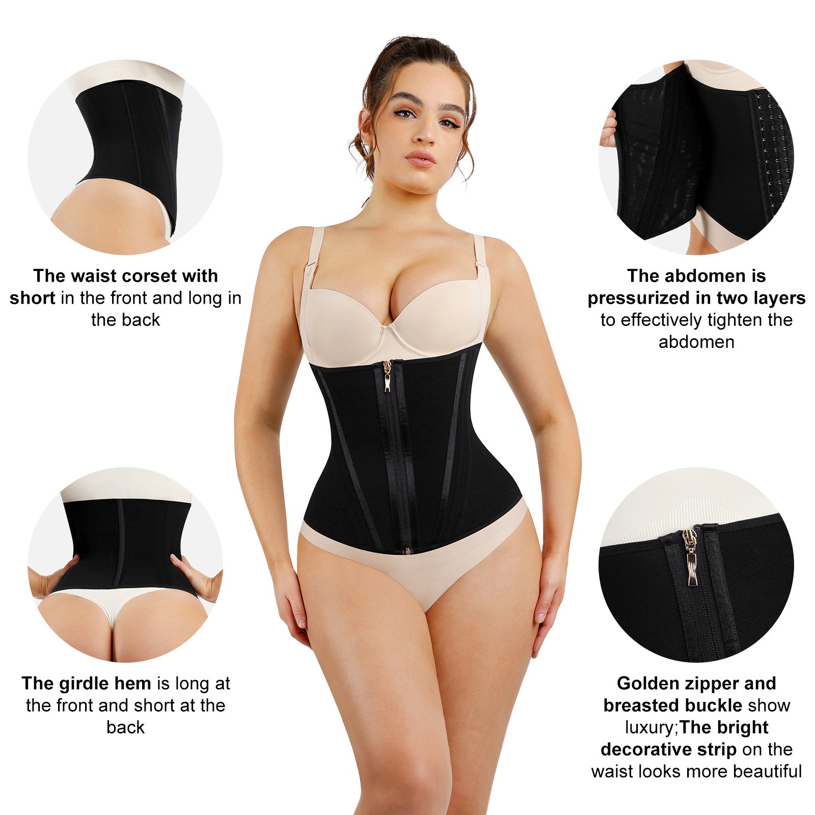 Shapewow PowerCurve Waist Trainer with 15 Steel Bones for Maximum Tummy Control