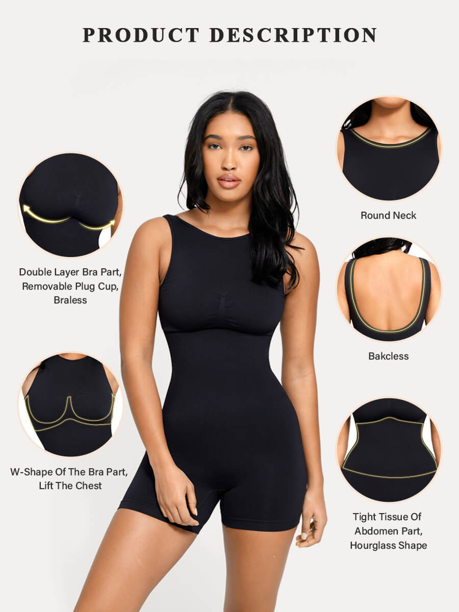 Round Neck U-Back Jumpsuit with Removable Cups