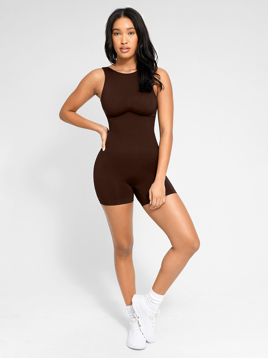 Round Neck U-Back Jumpsuit with Removable Cups