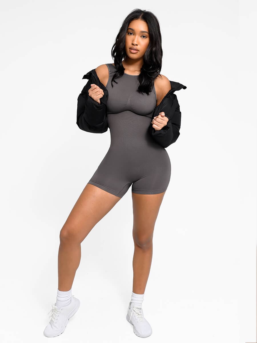 Round Neck U-Back Jumpsuit with Removable Cups