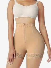 High-Waist Curve-Enhancing Shorts with Front Zipper and Butt Lift