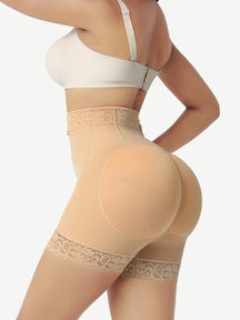 High-Waist Curve-Enhancing Shorts with Front Zipper and Butt Lift