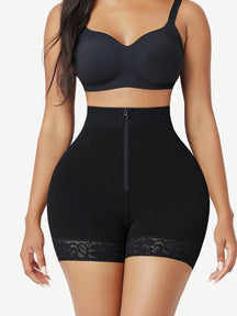 High-Waist Curve-Enhancing Shorts with Front Zipper and Butt Lift